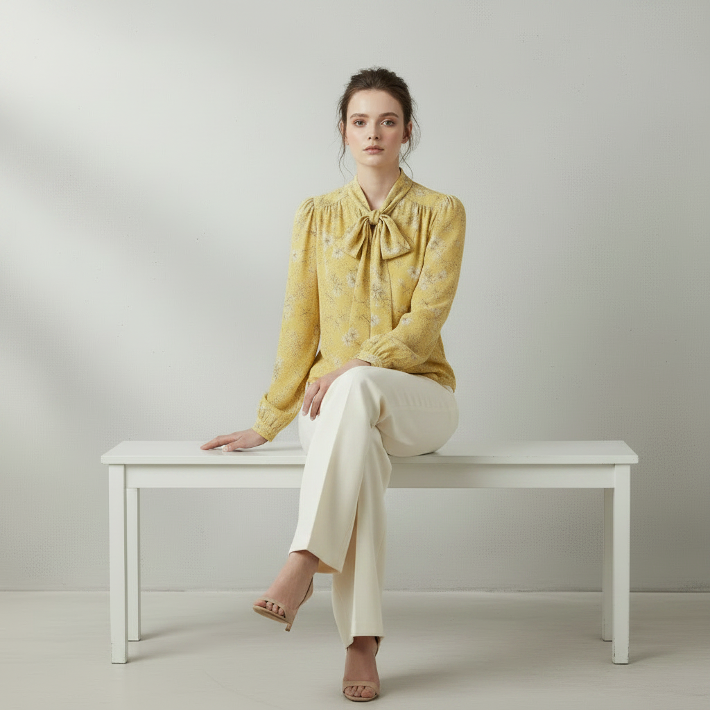 Gelbe Chiffonbluse