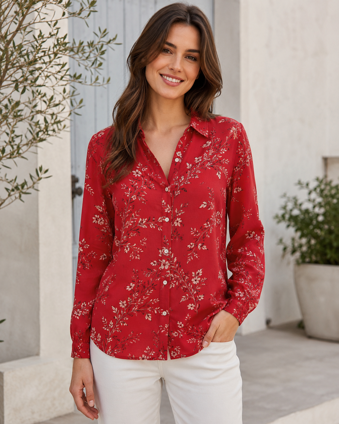 Rote Viskosebluse