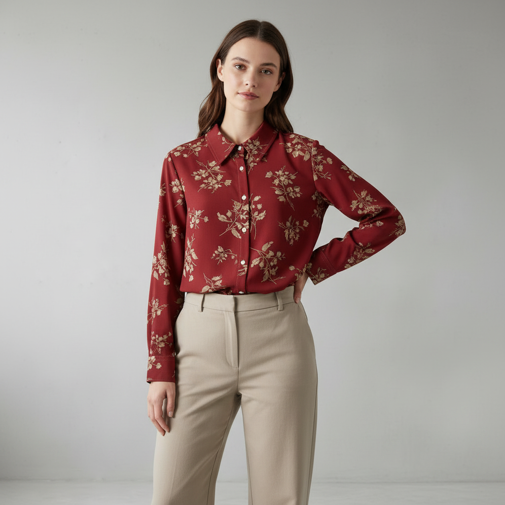 Rote Viskosebluse