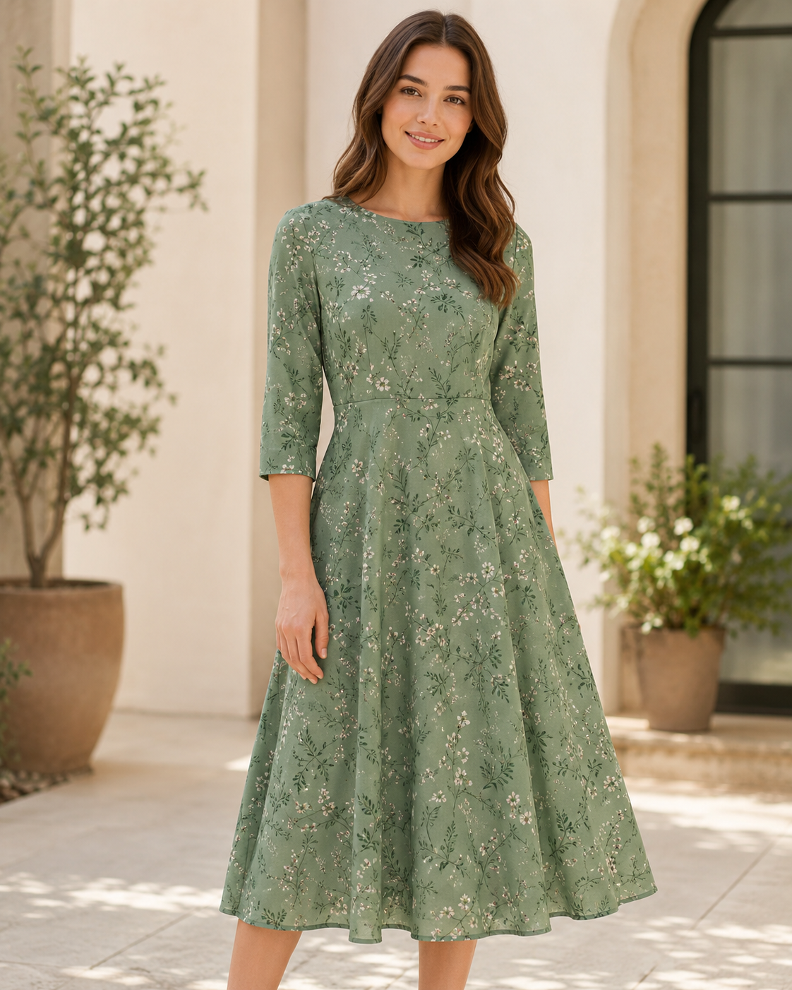 Grünes Viskosekleid