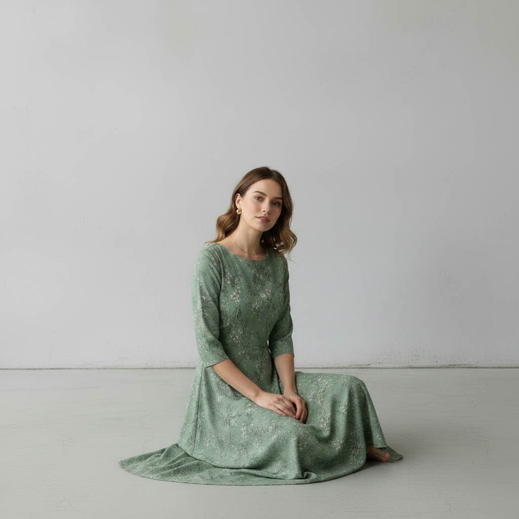 Grünes Viskosekleid