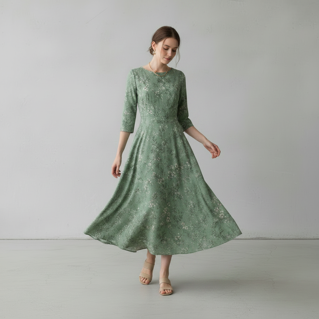 Grünes Viskosekleid