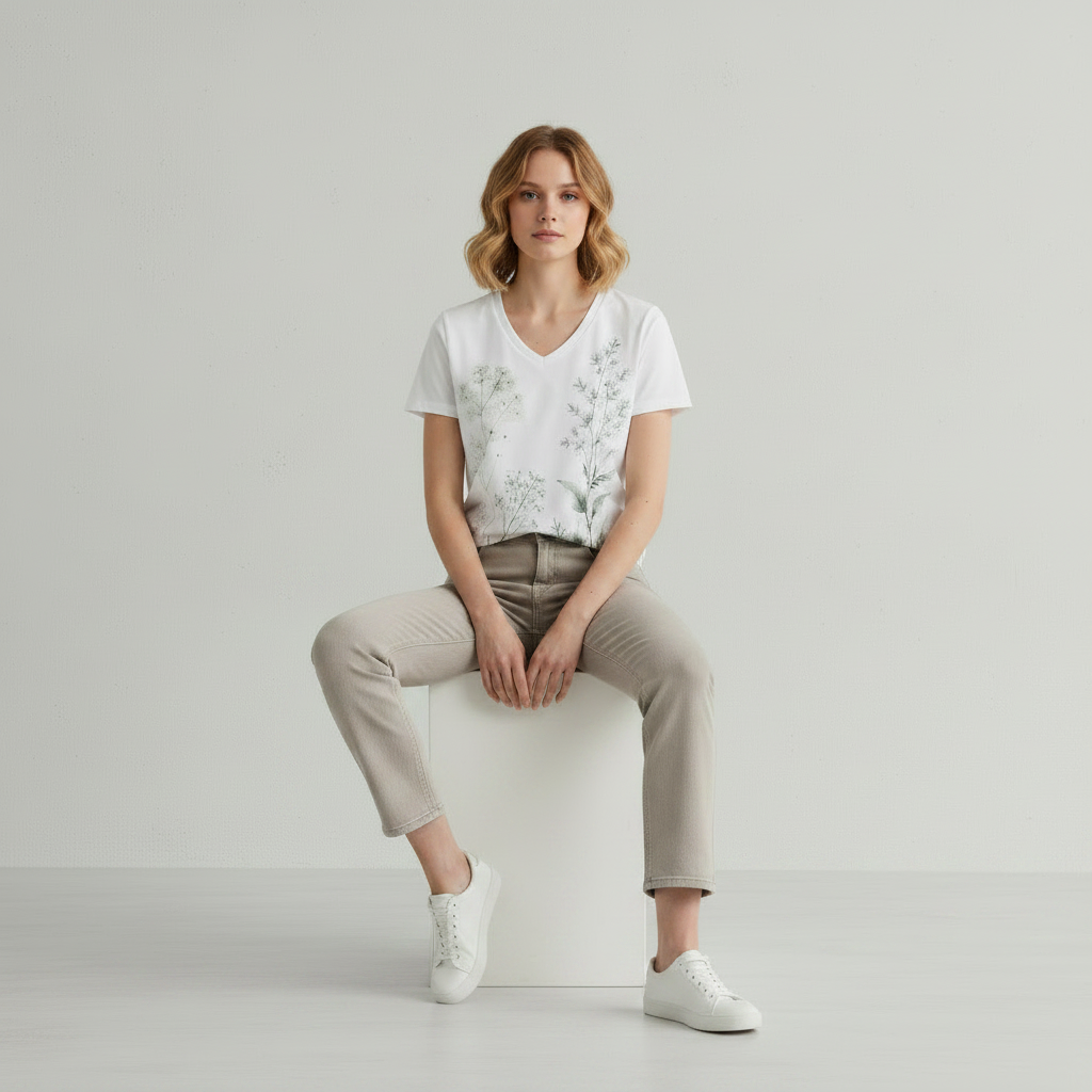 Weißes Baumwoll-T-Shirt