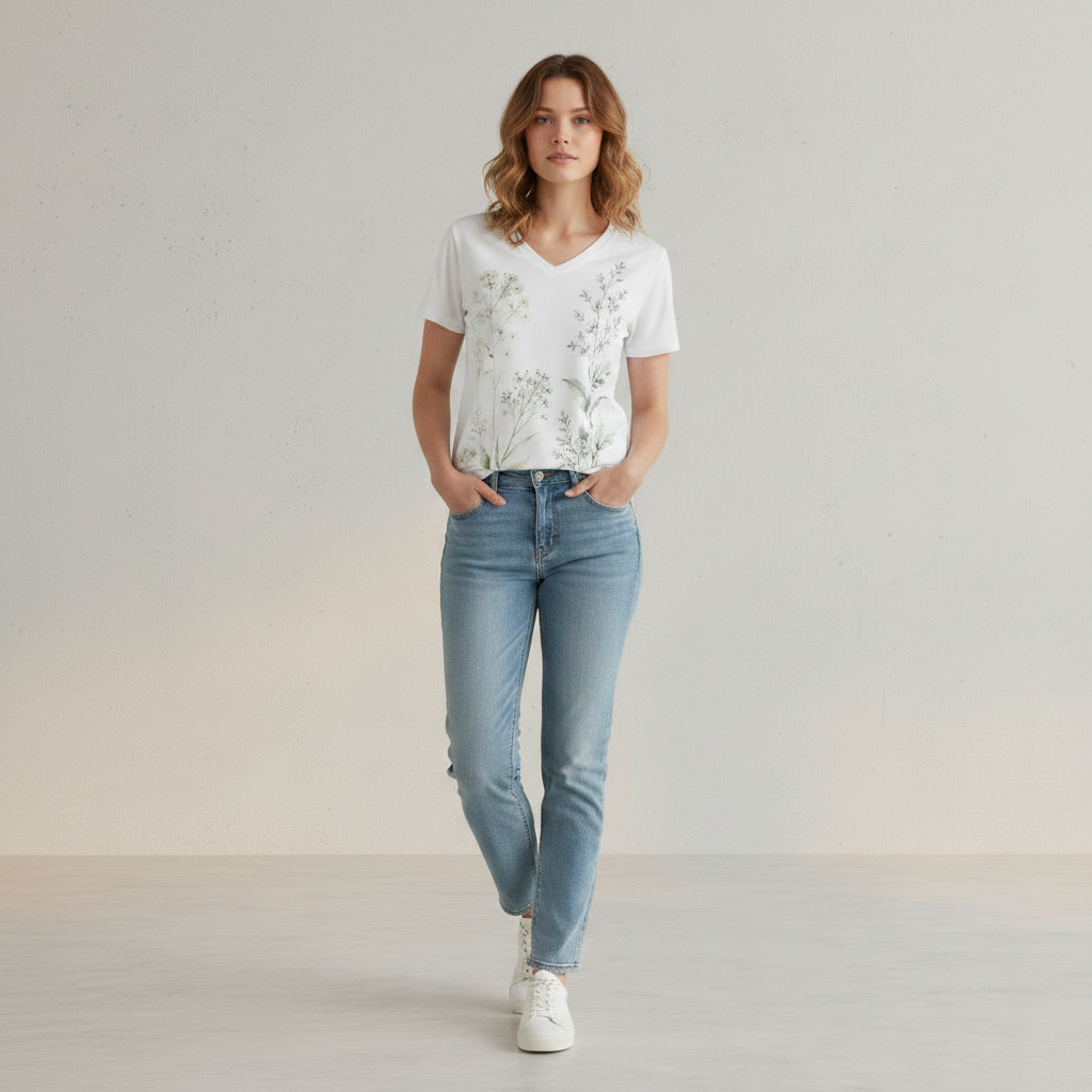 Weißes Baumwoll-T-Shirt