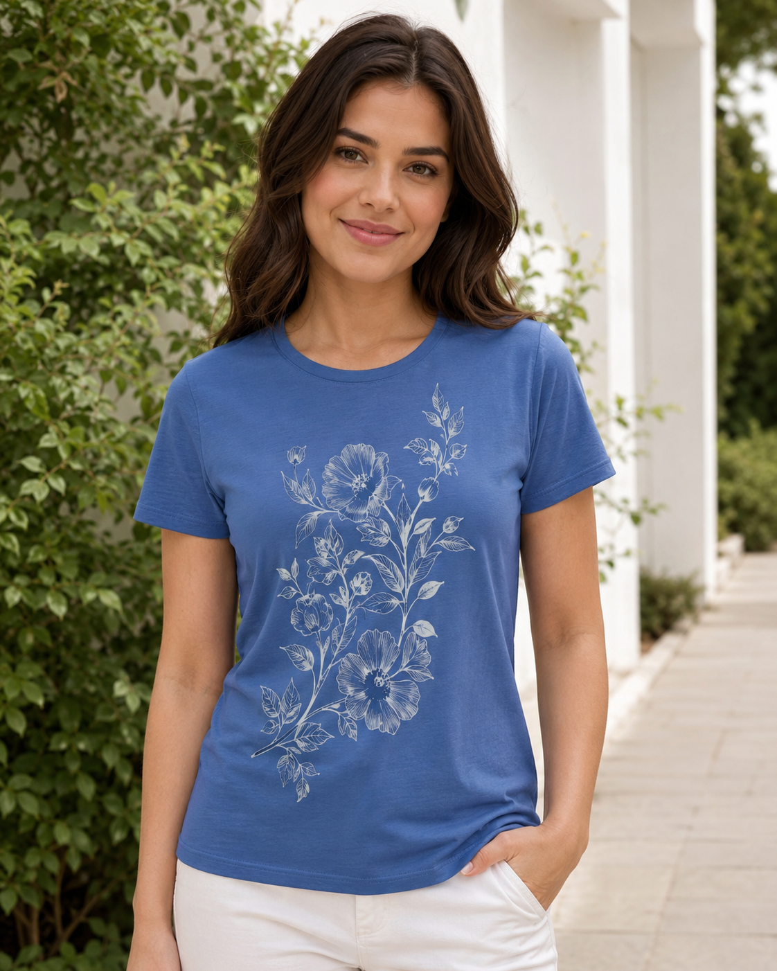 Blaues Baumwoll-T-Shirt