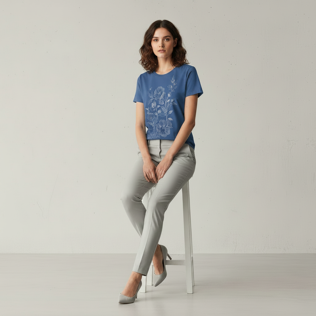 Blaues Baumwoll-T-Shirt