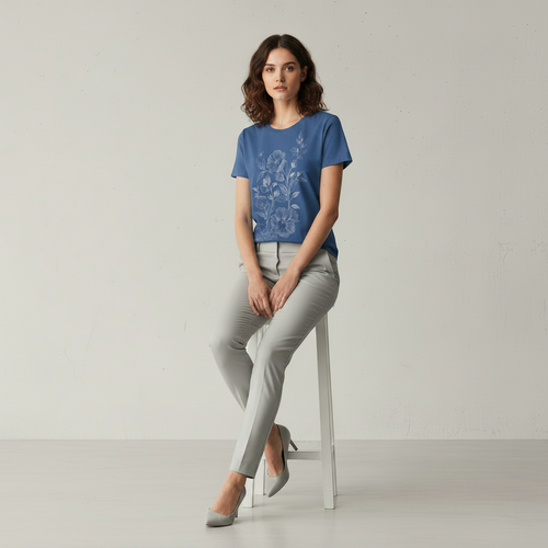 Blaues Baumwoll-T-Shirt