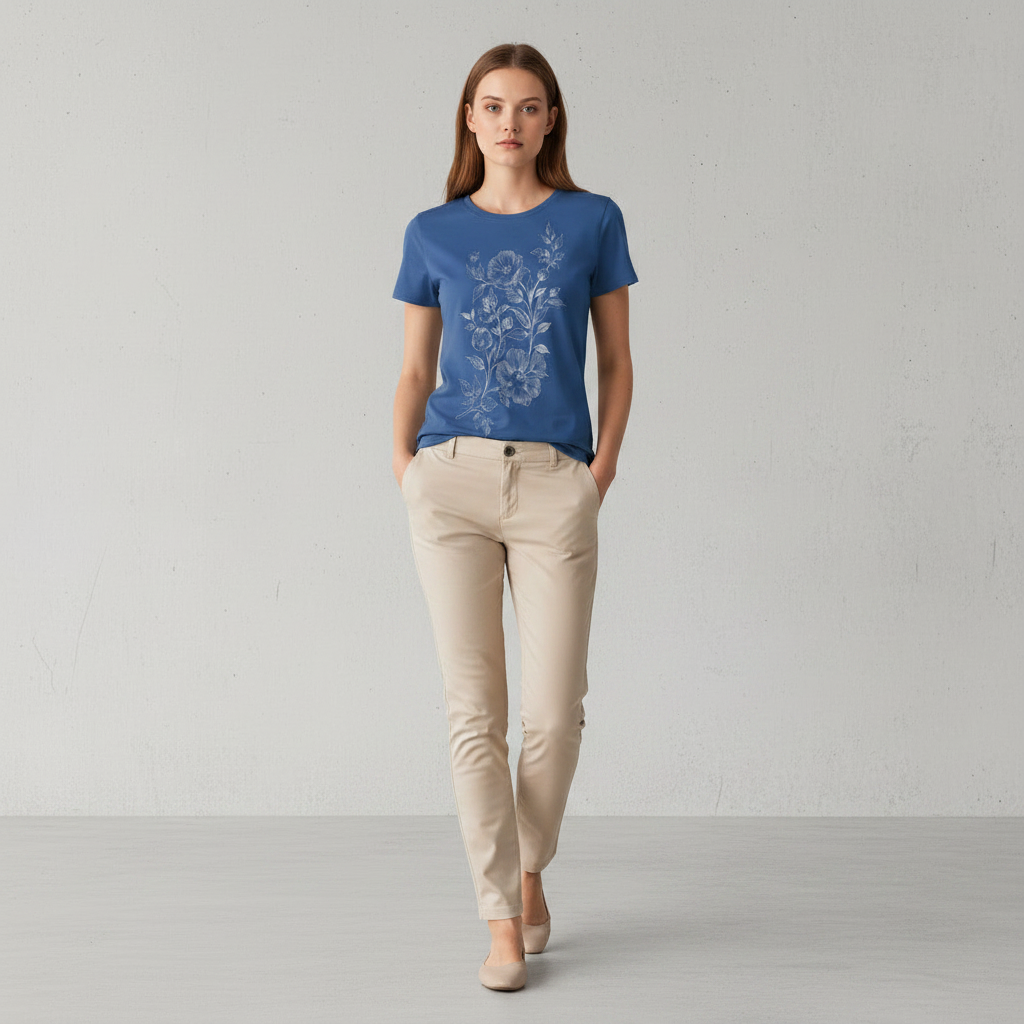 Blaues Baumwoll-T-Shirt