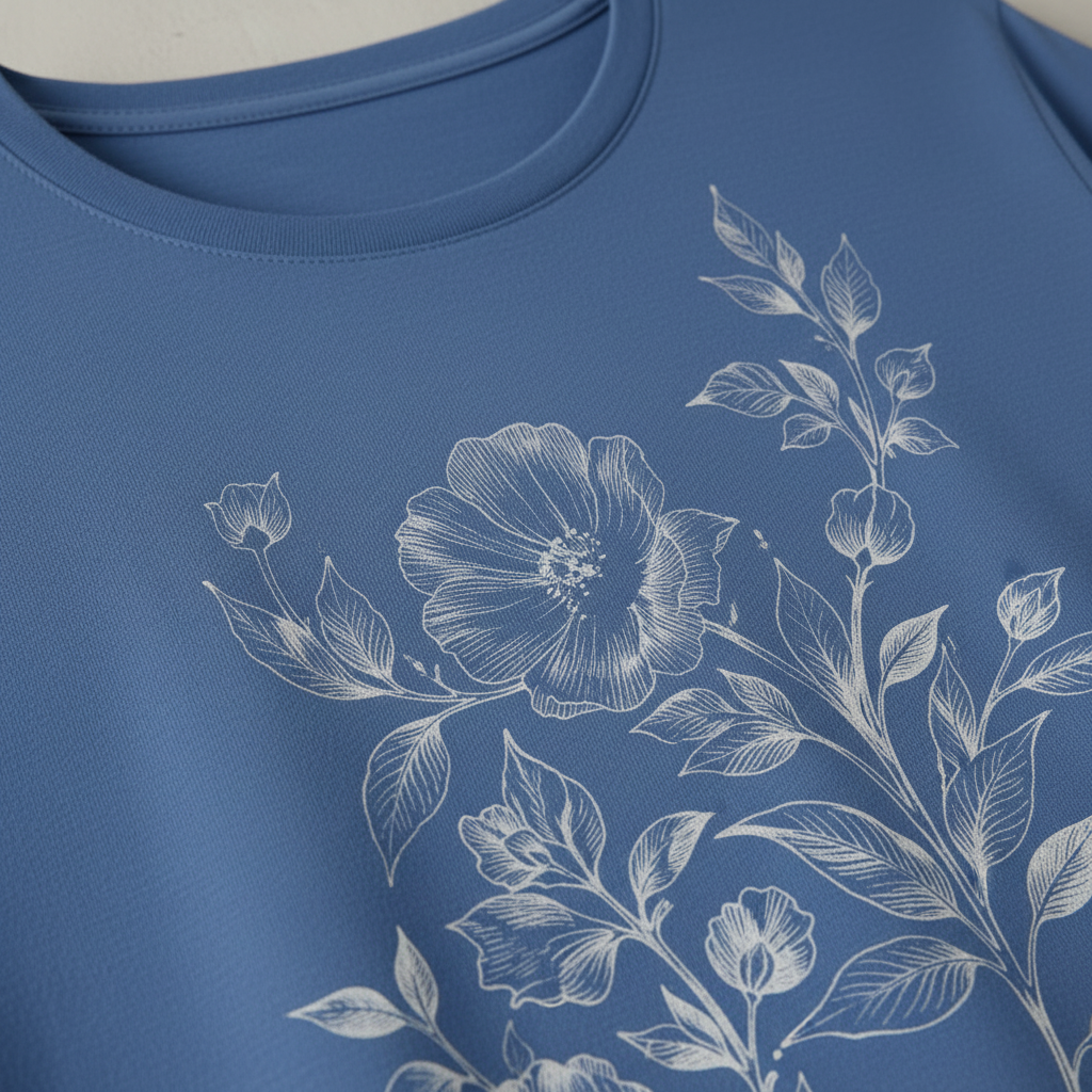 Blaues Baumwoll-T-Shirt
