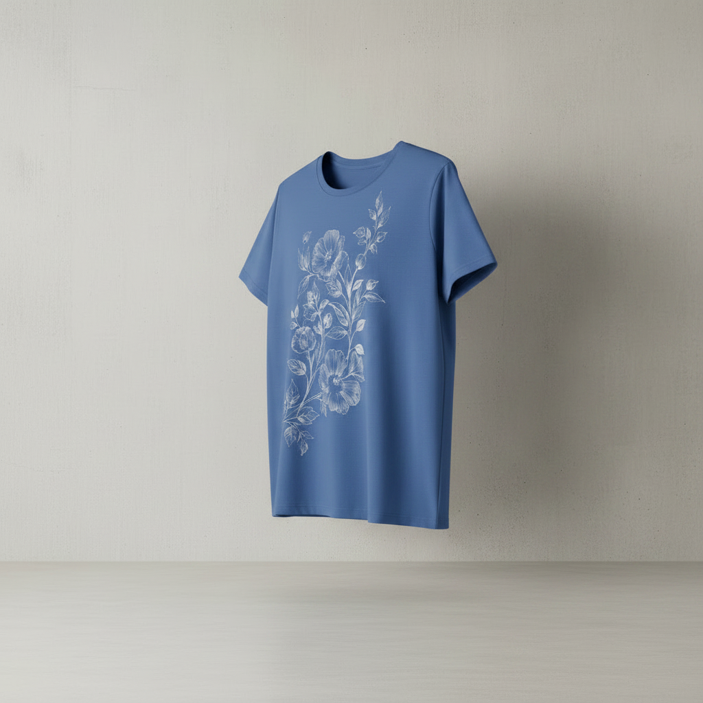 Blaues Baumwoll-T-Shirt
